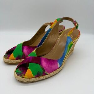 Stuart Weitzman Womens Alex Espadrille Wedge Sandals Multi Tie Dye 6.5 M